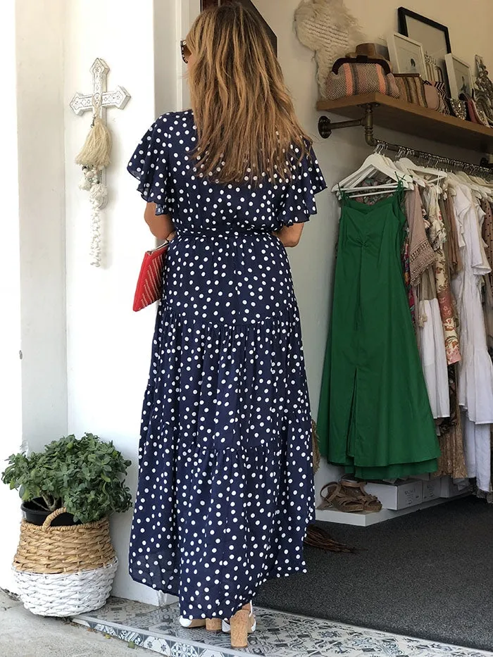 Minnie Maxi Dress - Navy Spot