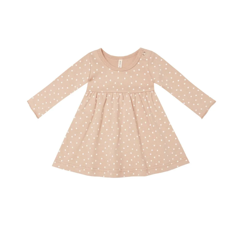 MISFIT ITEM - The Long-Sleeved Jersey Dress by Quincy Mae - Petal Dots - BABY // Size 0-3 months