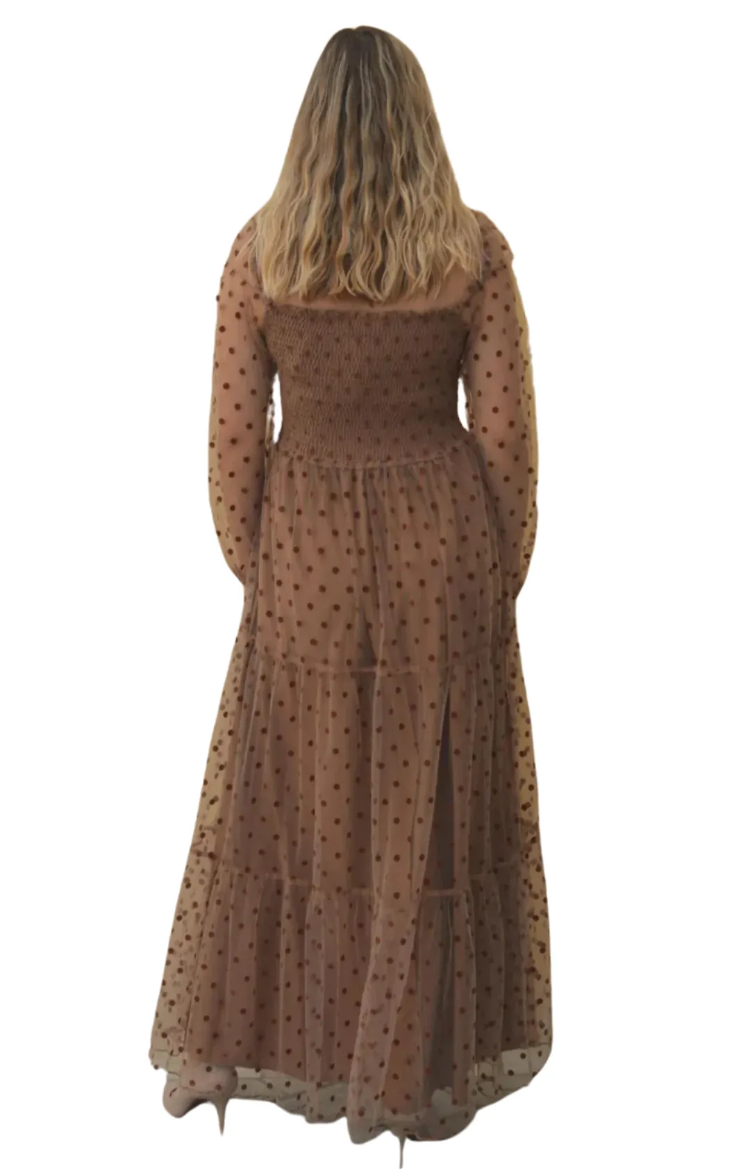 Mocha Polka-Dot Gown