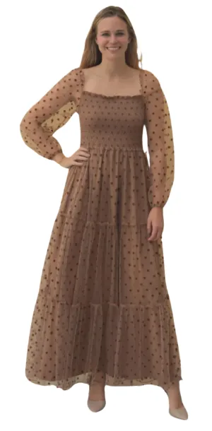 Mocha Polka-Dot Gown