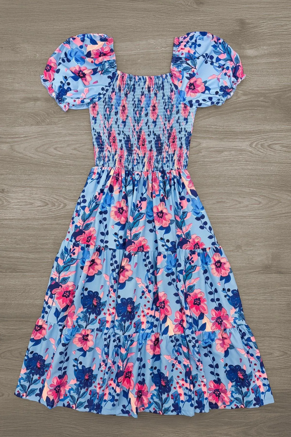 Mom & Me - Blue & Pink Floral Dress
