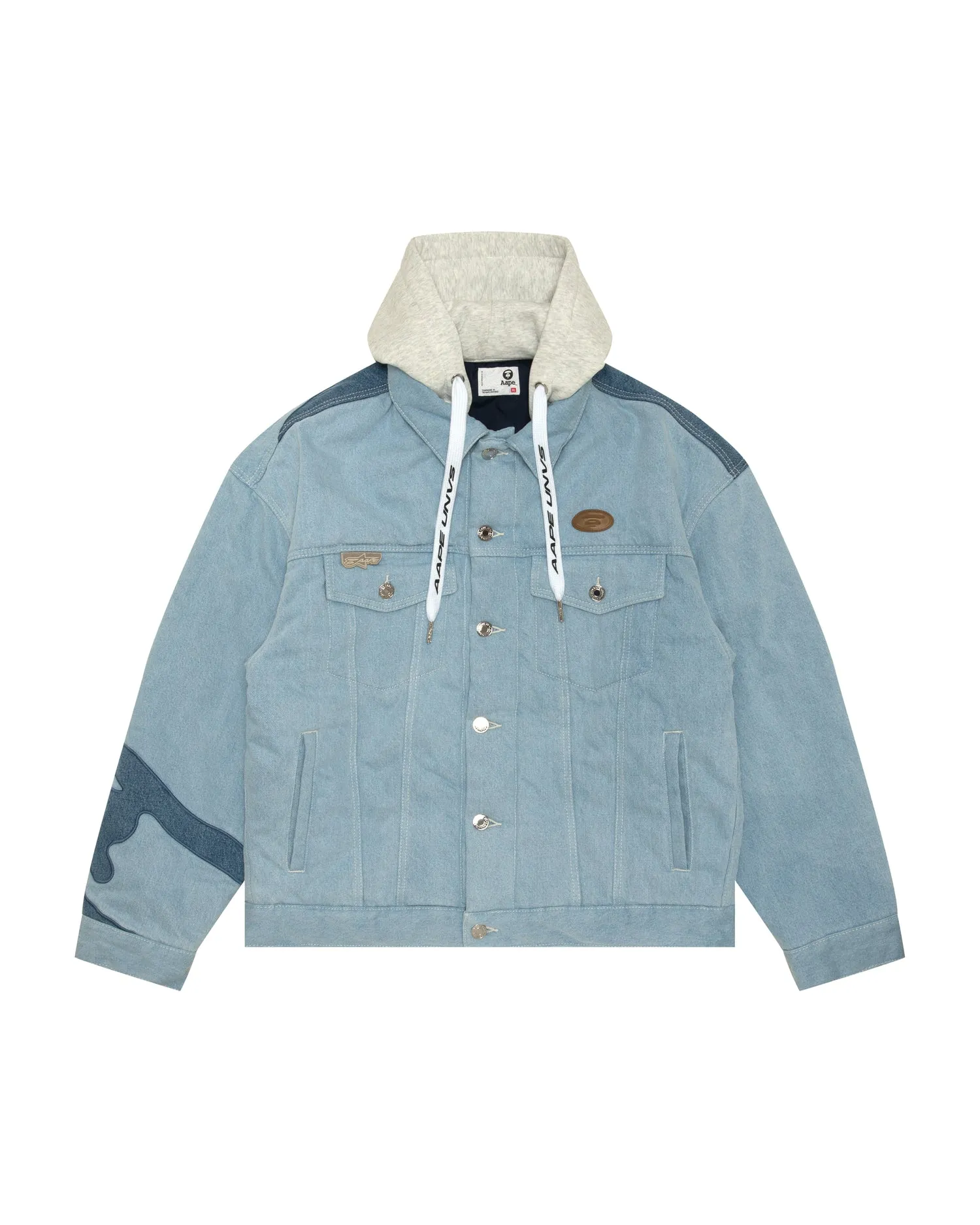 Moonface logo hooded denim jacket