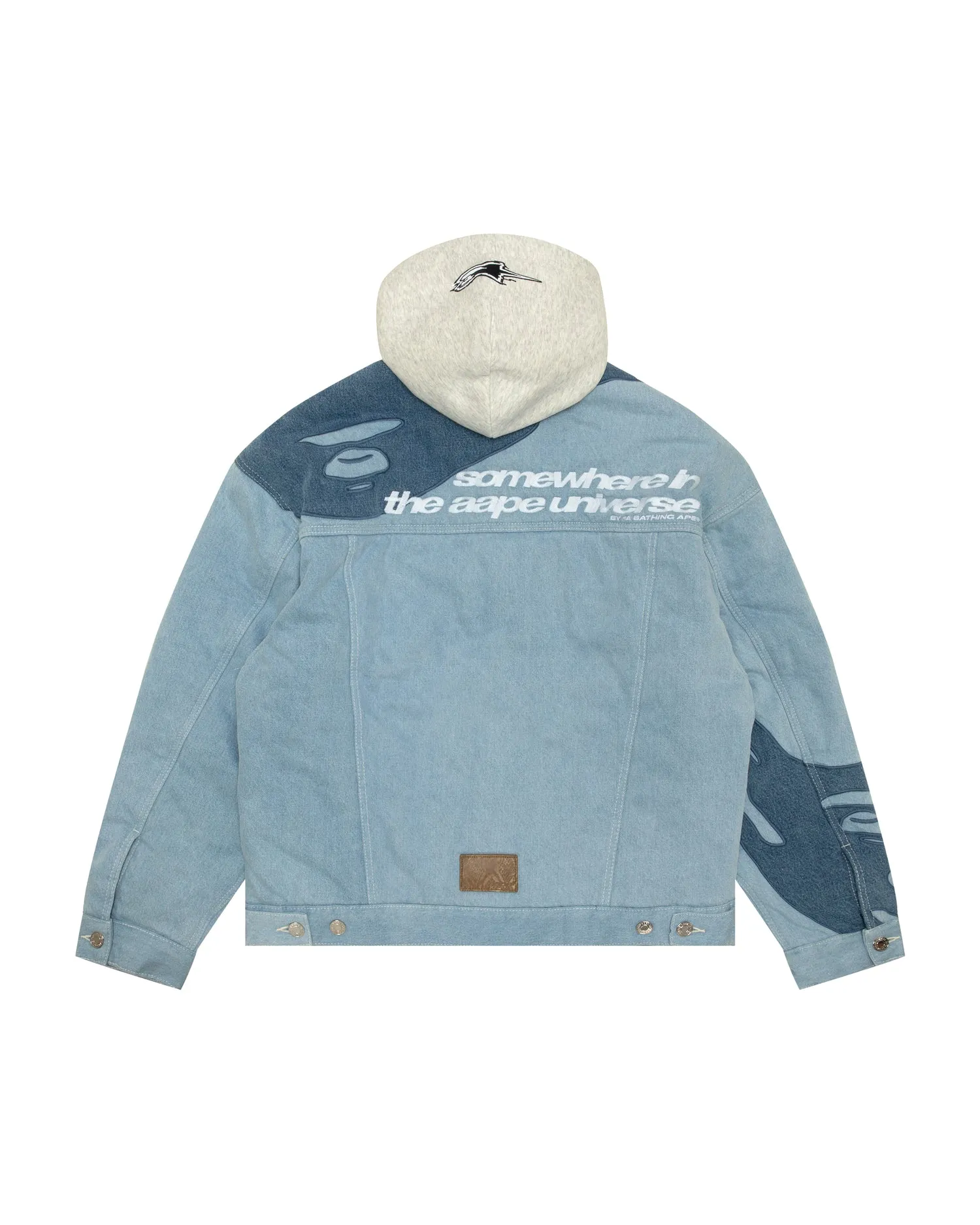 Moonface logo hooded denim jacket