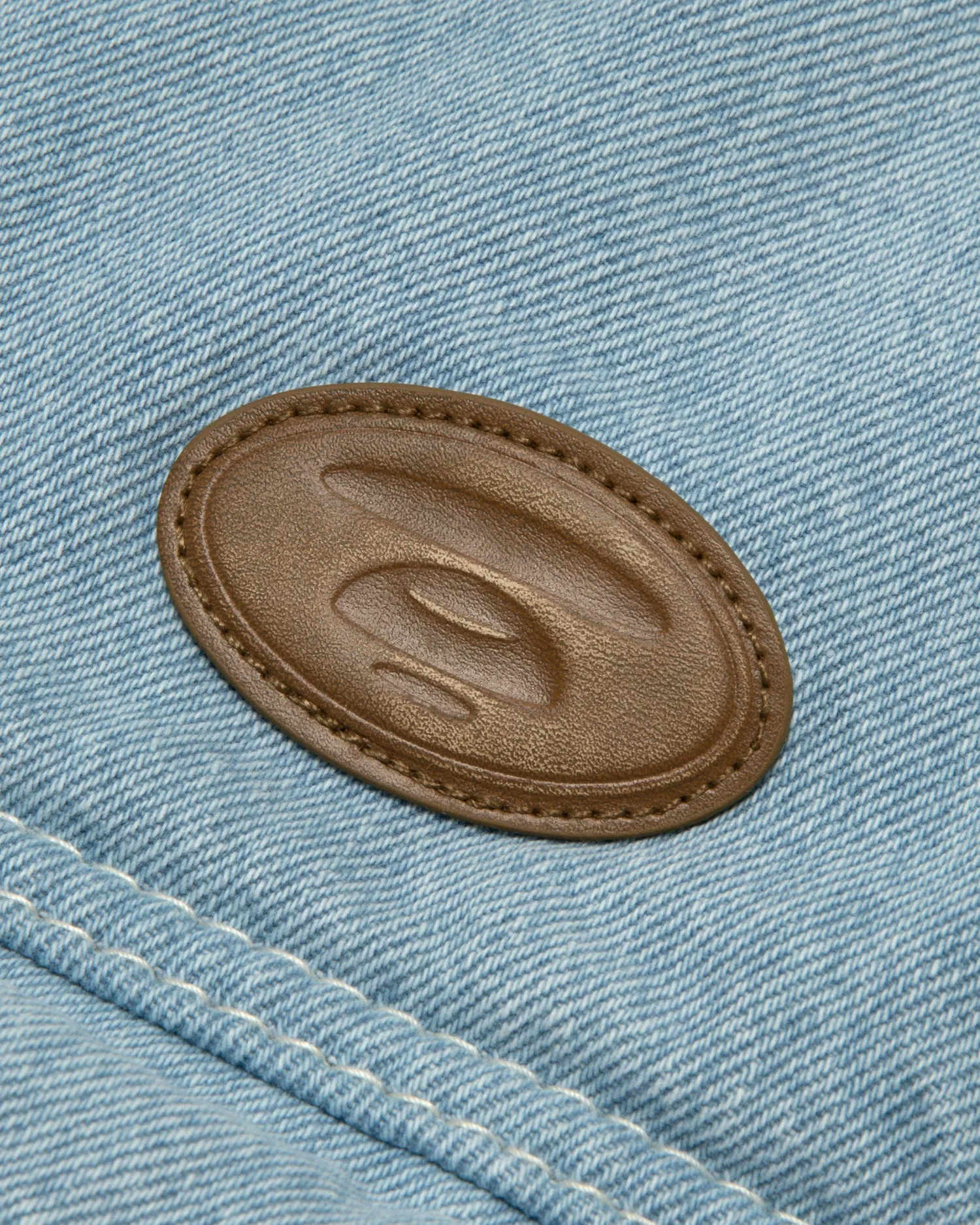 Moonface logo hooded denim jacket