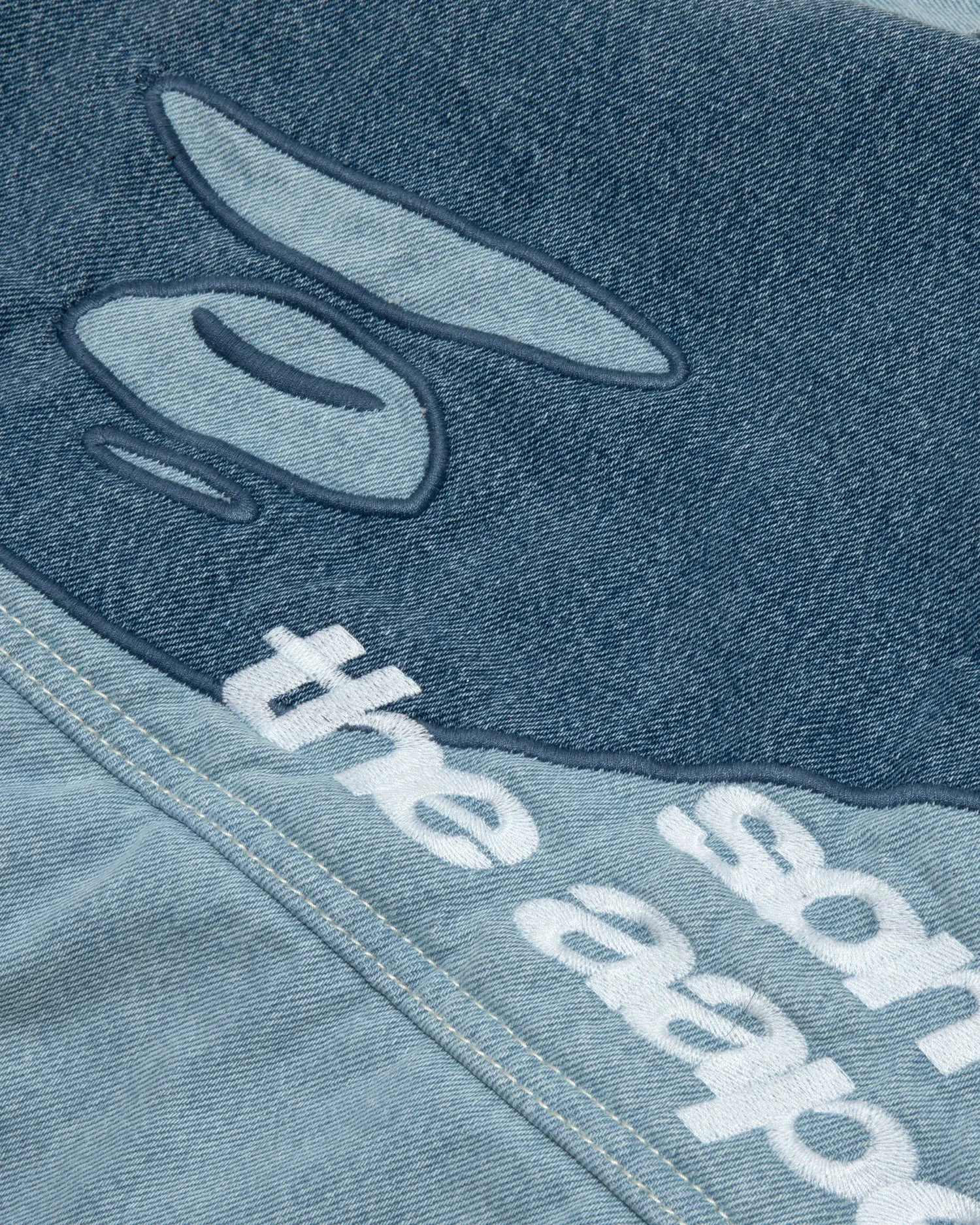 Moonface logo hooded denim jacket