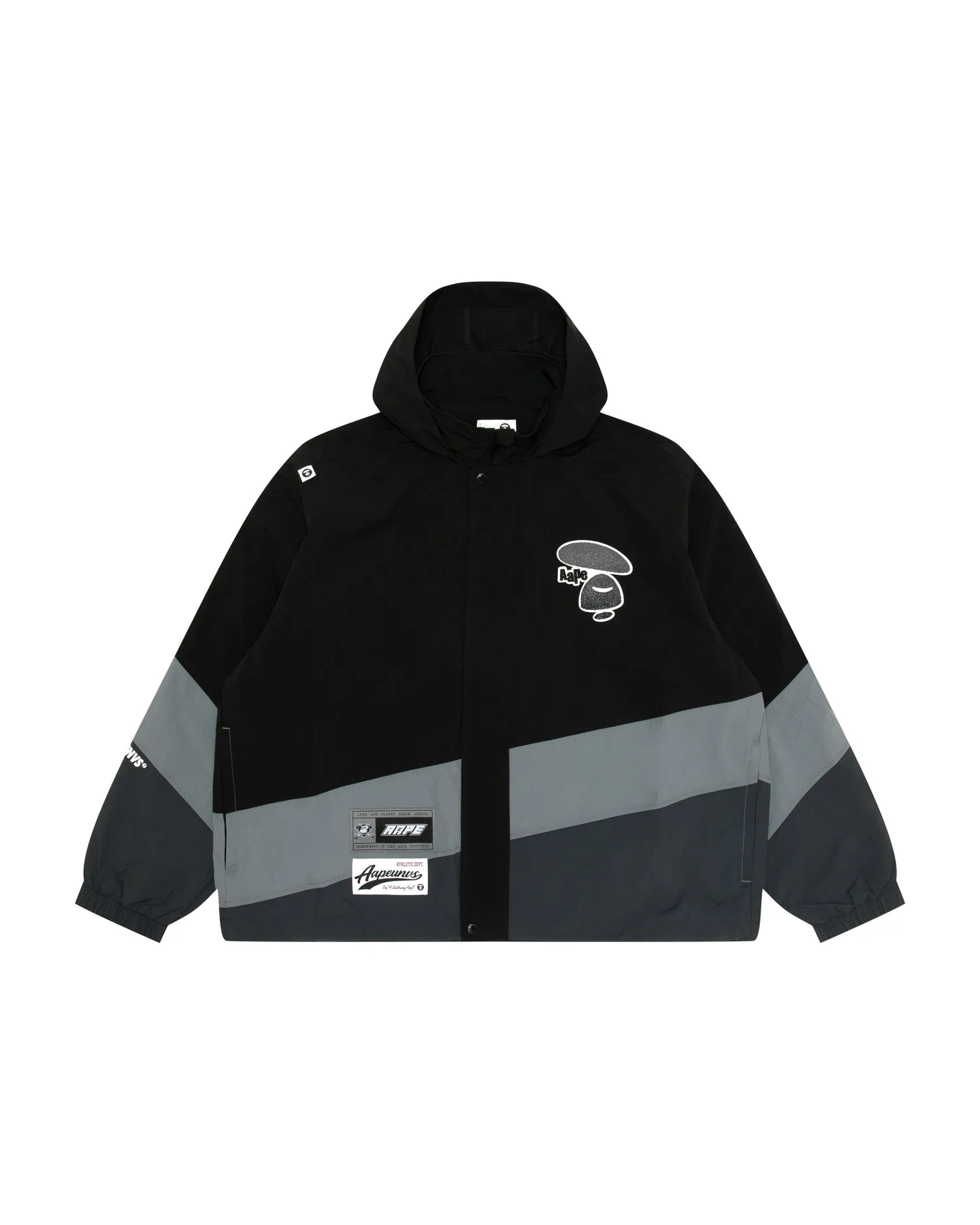 Moonface logo stripe hooded jacket