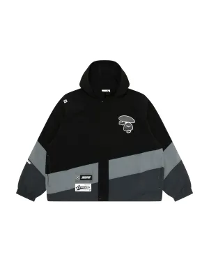 Moonface logo stripe hooded jacket