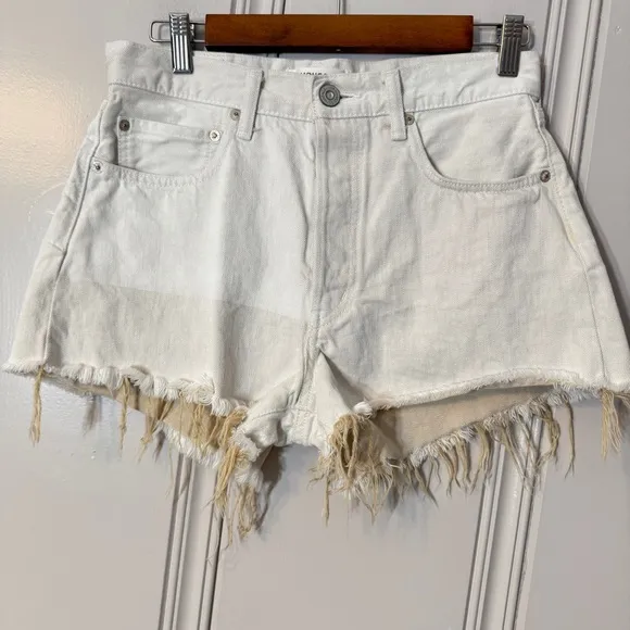 Moussy Vintage Jester Jean Shorts Saab Japan Raw Hem Distressed Button Fly Sz 27