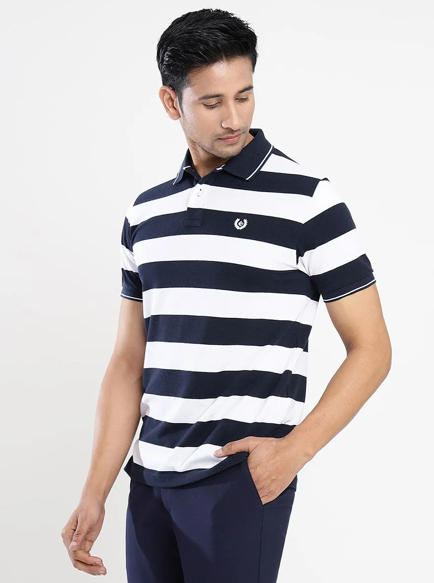 Multicolor Striped Slim Fit Polo T-Shirt | Greenfibre