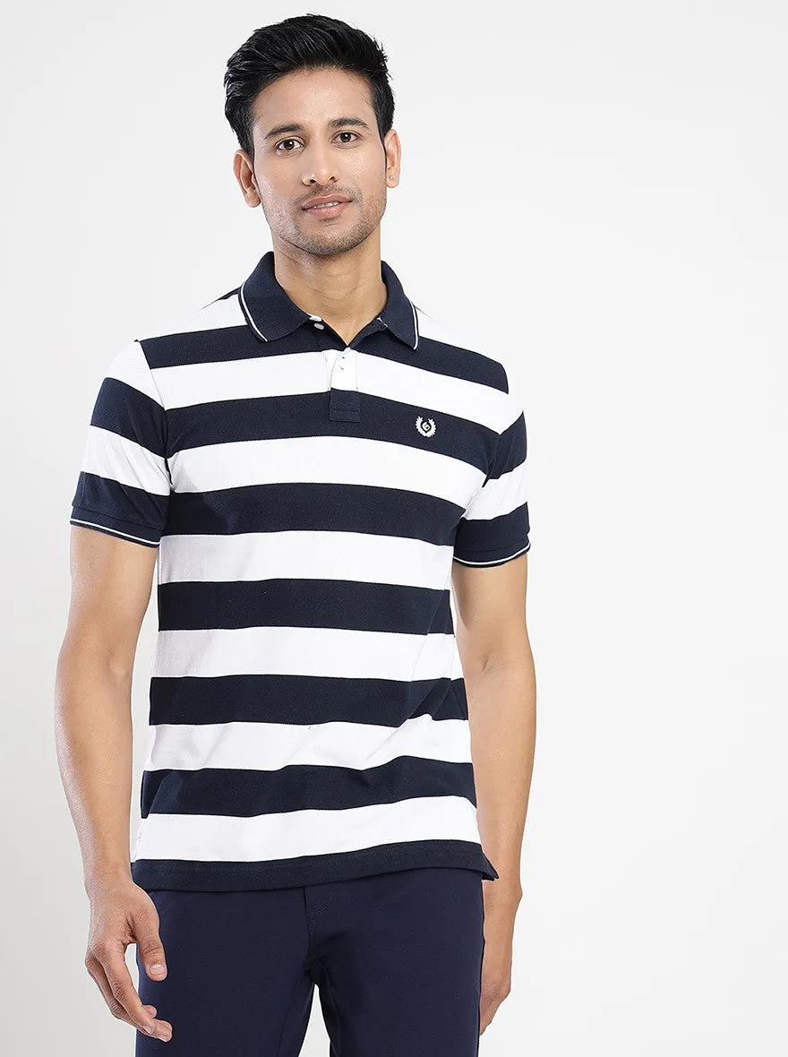 Multicolor Striped Slim Fit Polo T-Shirt | Greenfibre