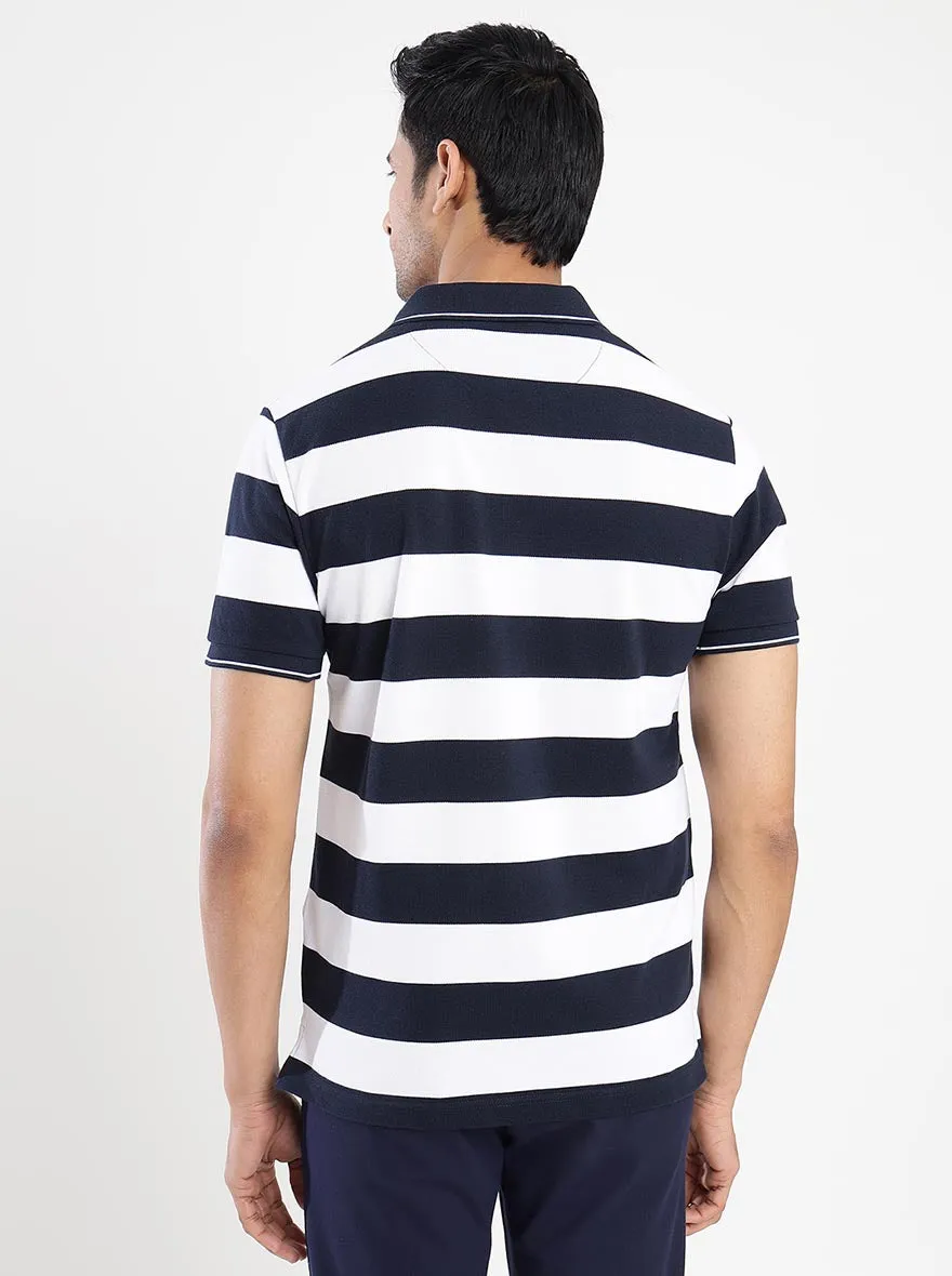 Multicolor Striped Slim Fit Polo T-Shirt | Greenfibre