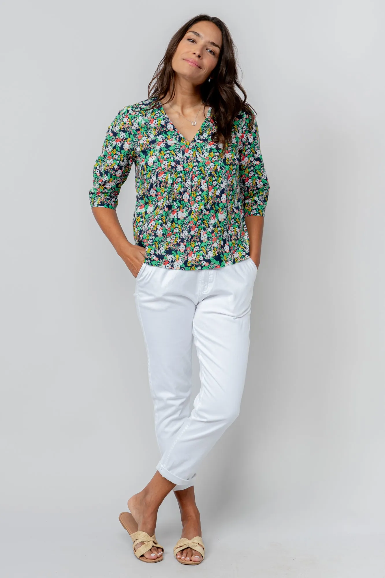 Myrtle Navy Ditsy Print Top