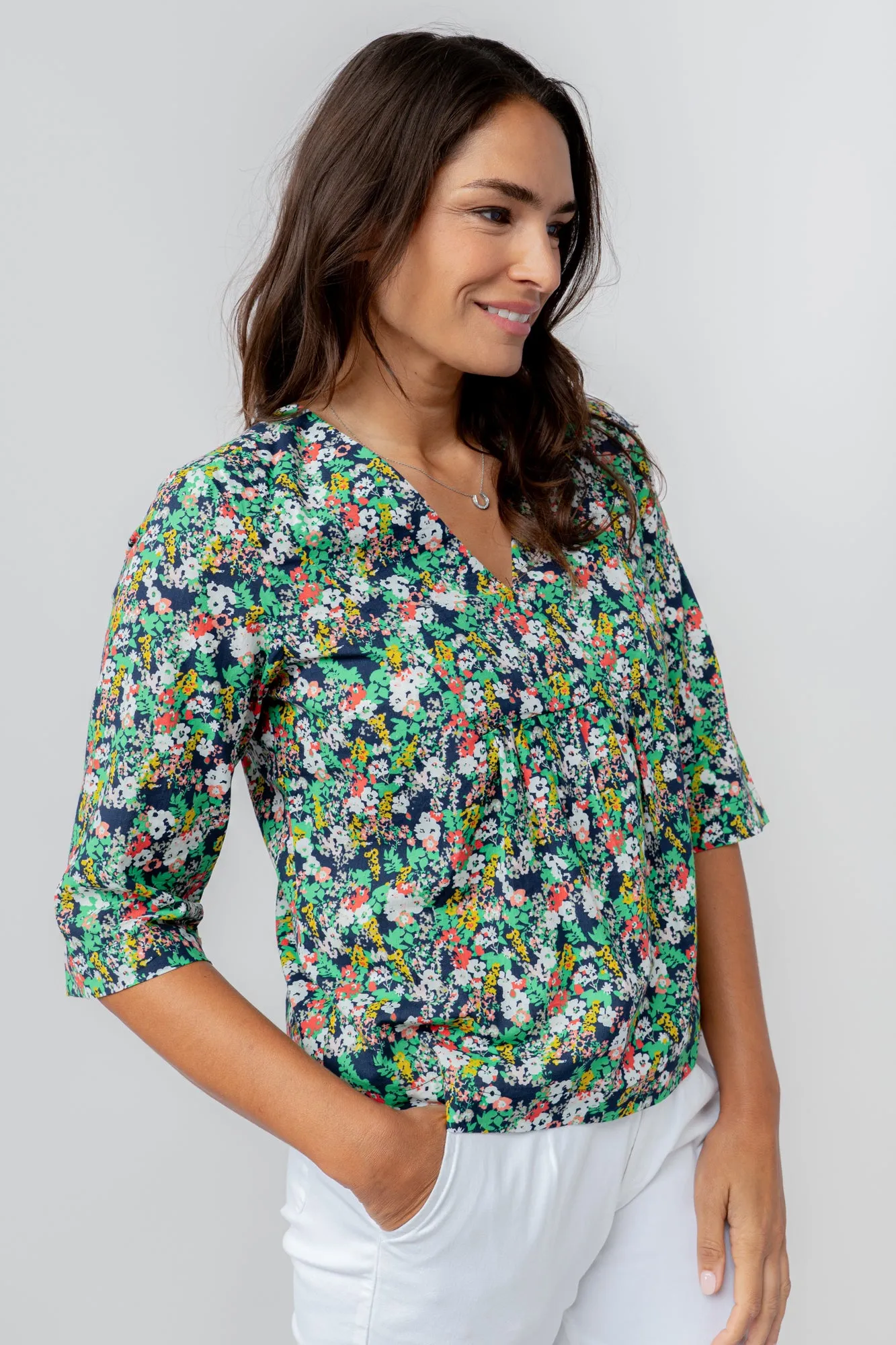 Myrtle Navy Ditsy Print Top