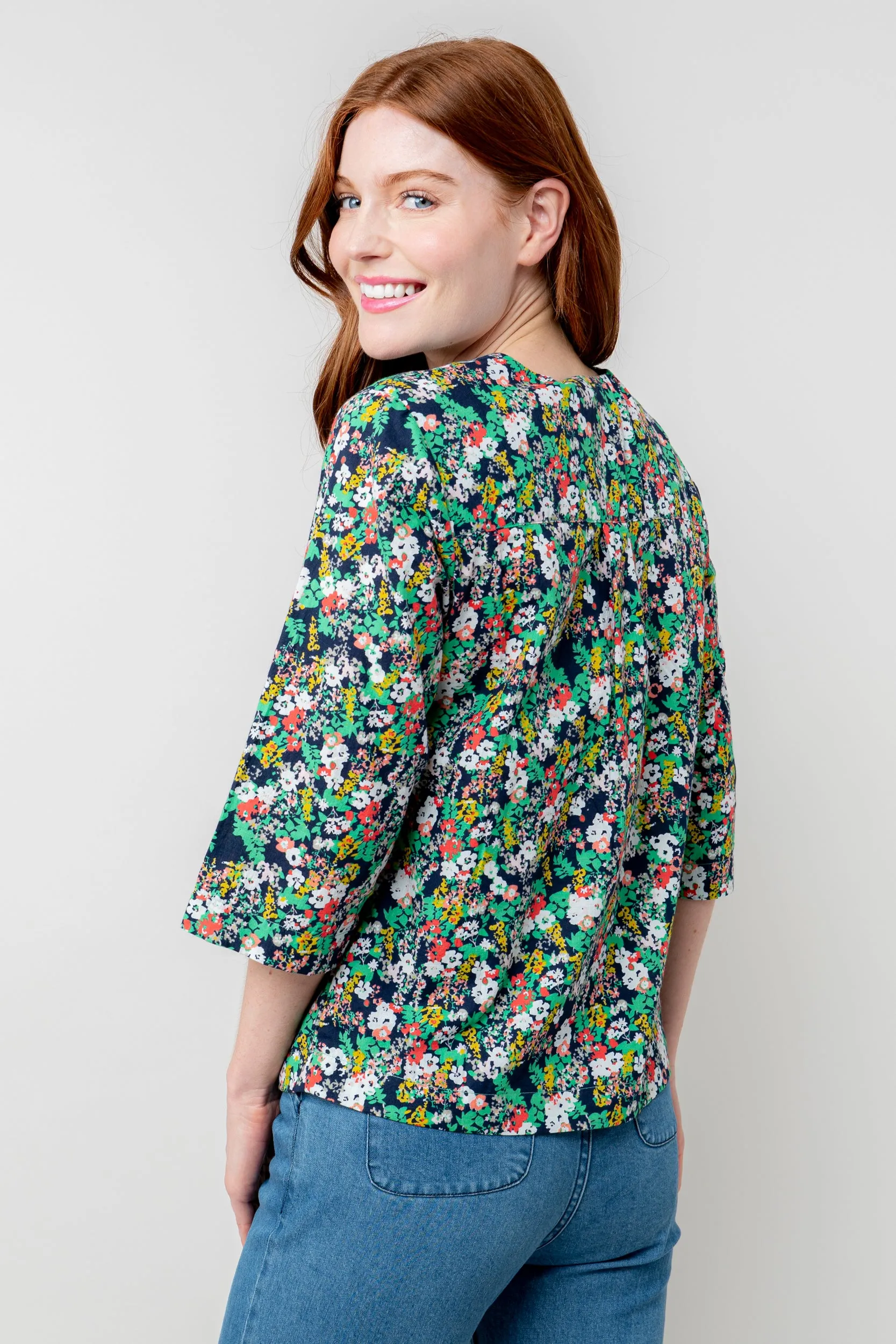 Myrtle Navy Ditsy Print Top