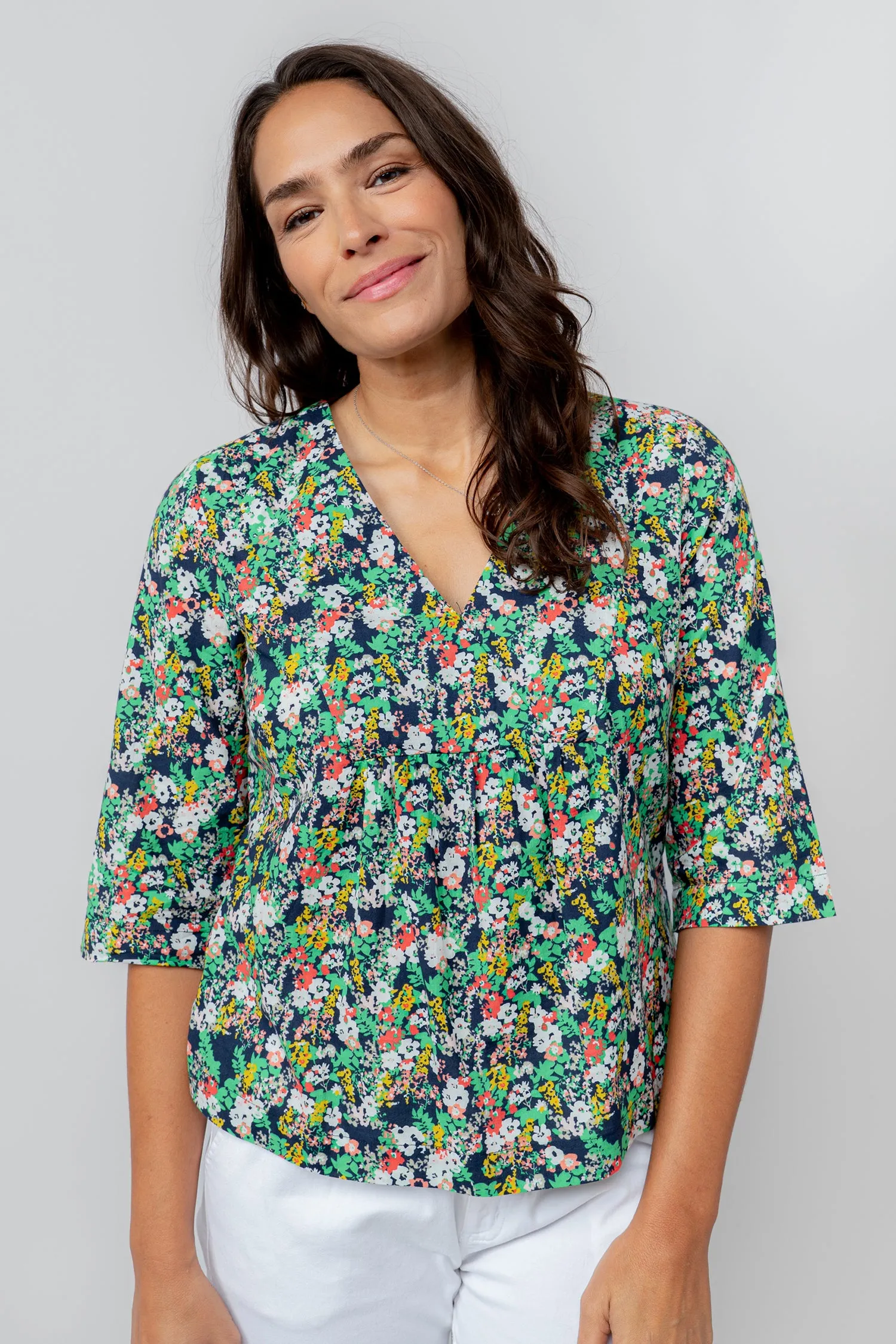 Myrtle Navy Ditsy Print Top