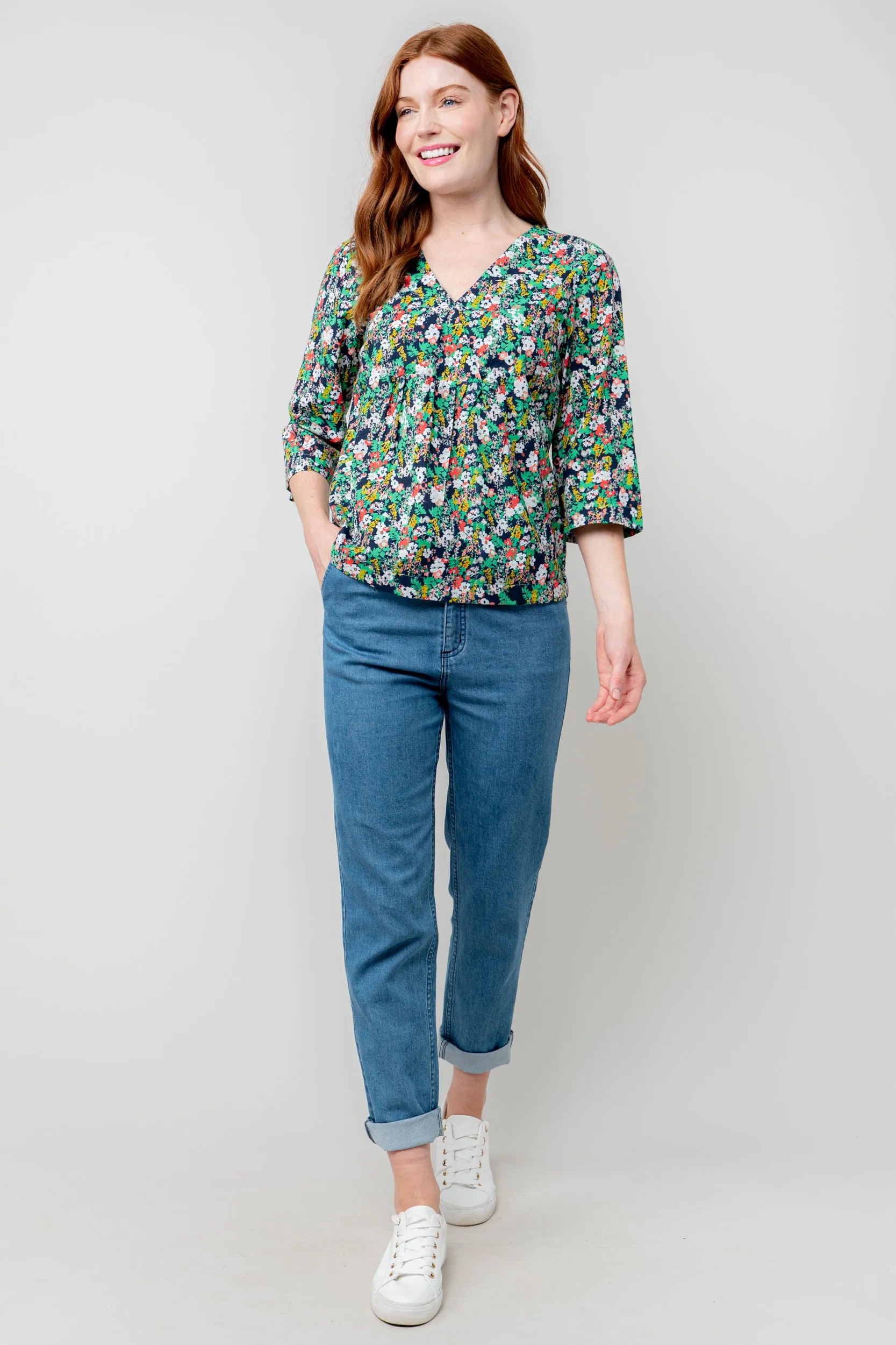 Myrtle Navy Ditsy Print Top