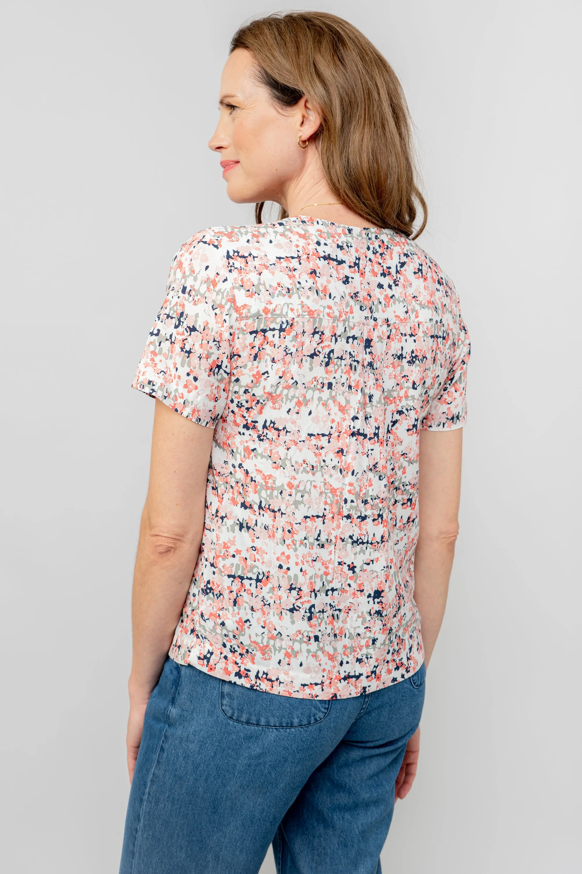 Myrtle White Ditsy Print Top