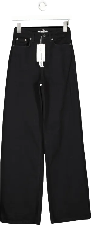 NA-KD Black Wide Leg High Waisted Denim UK XXS