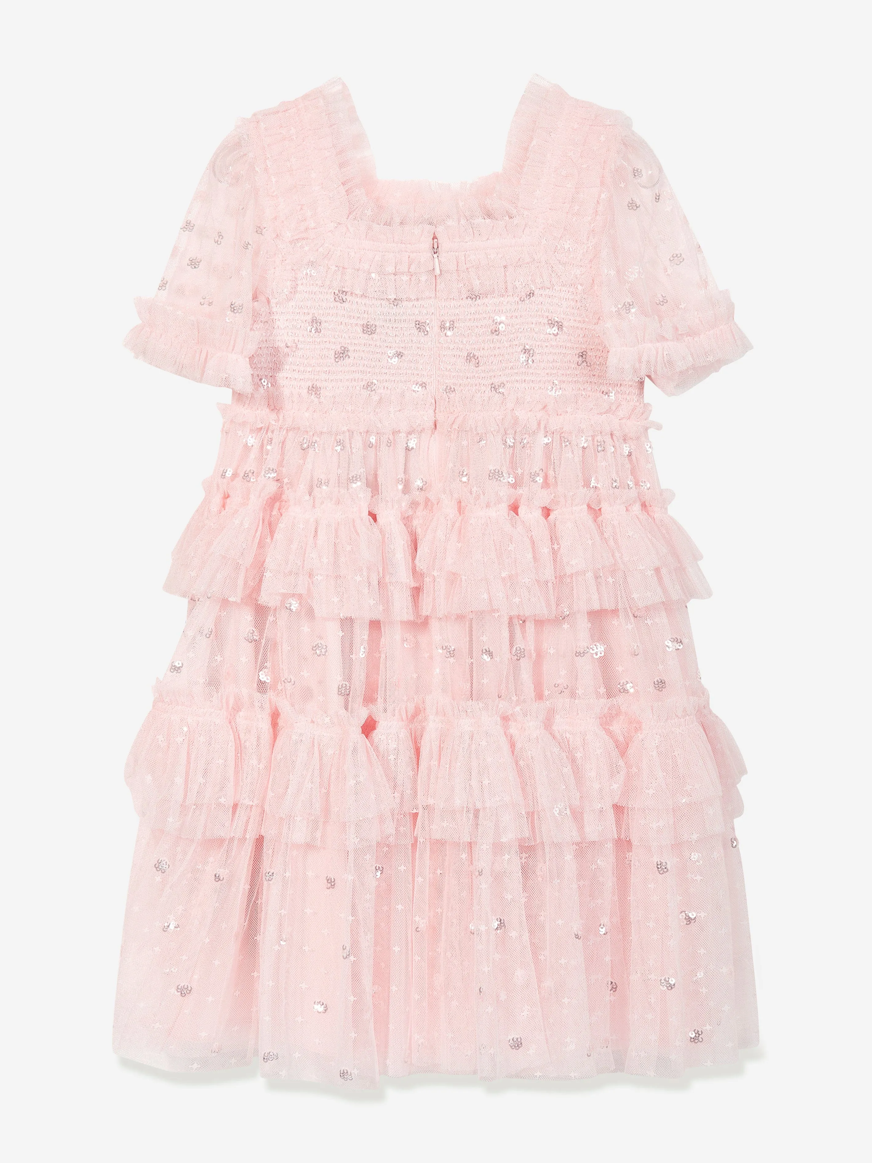 Needle & Thread Girls Polka Dot Smocked Dress in Pink