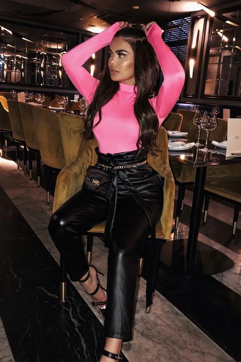 Neon Pink Slinky Bodysuit - Allison