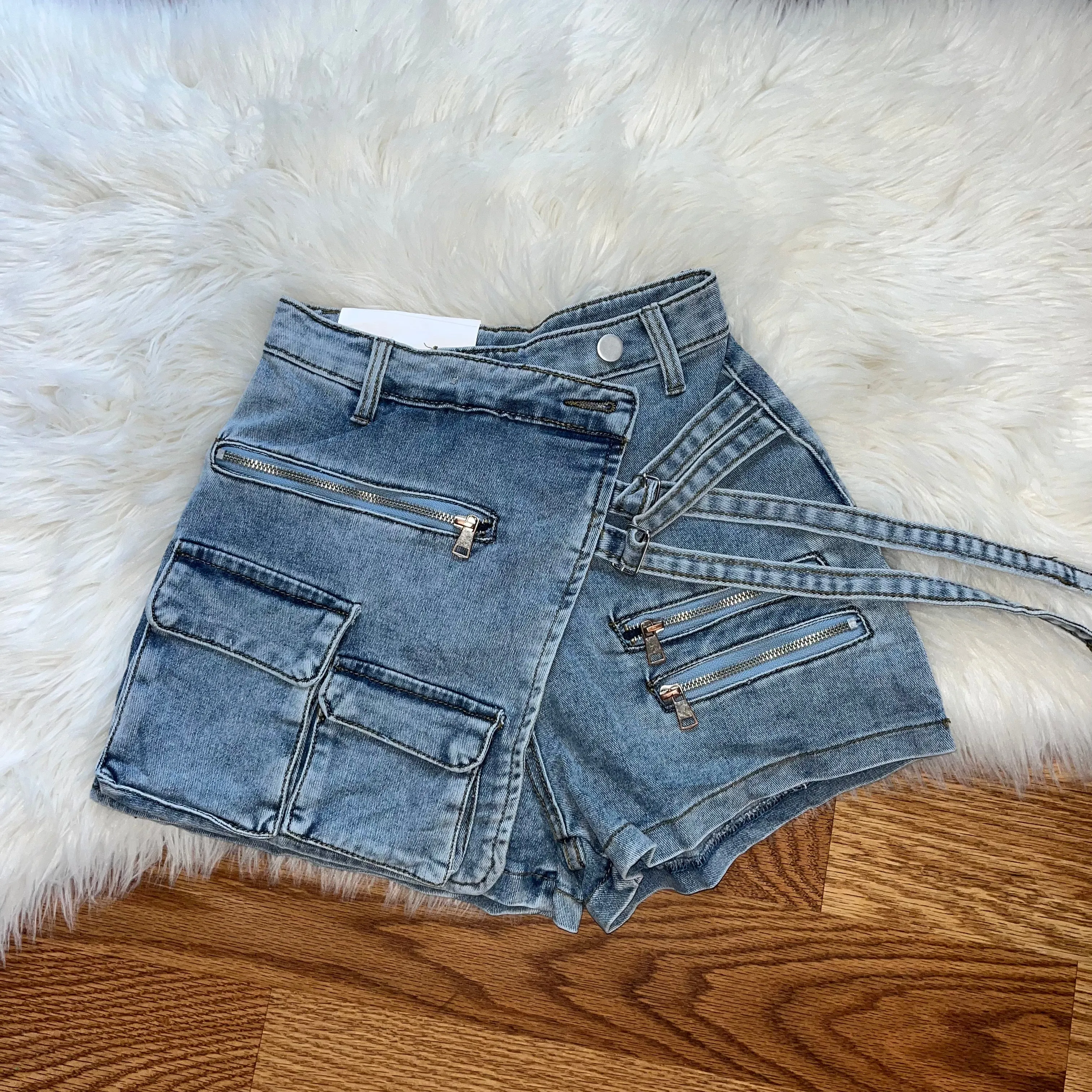Never Tweaking Denim Cargo Shorts