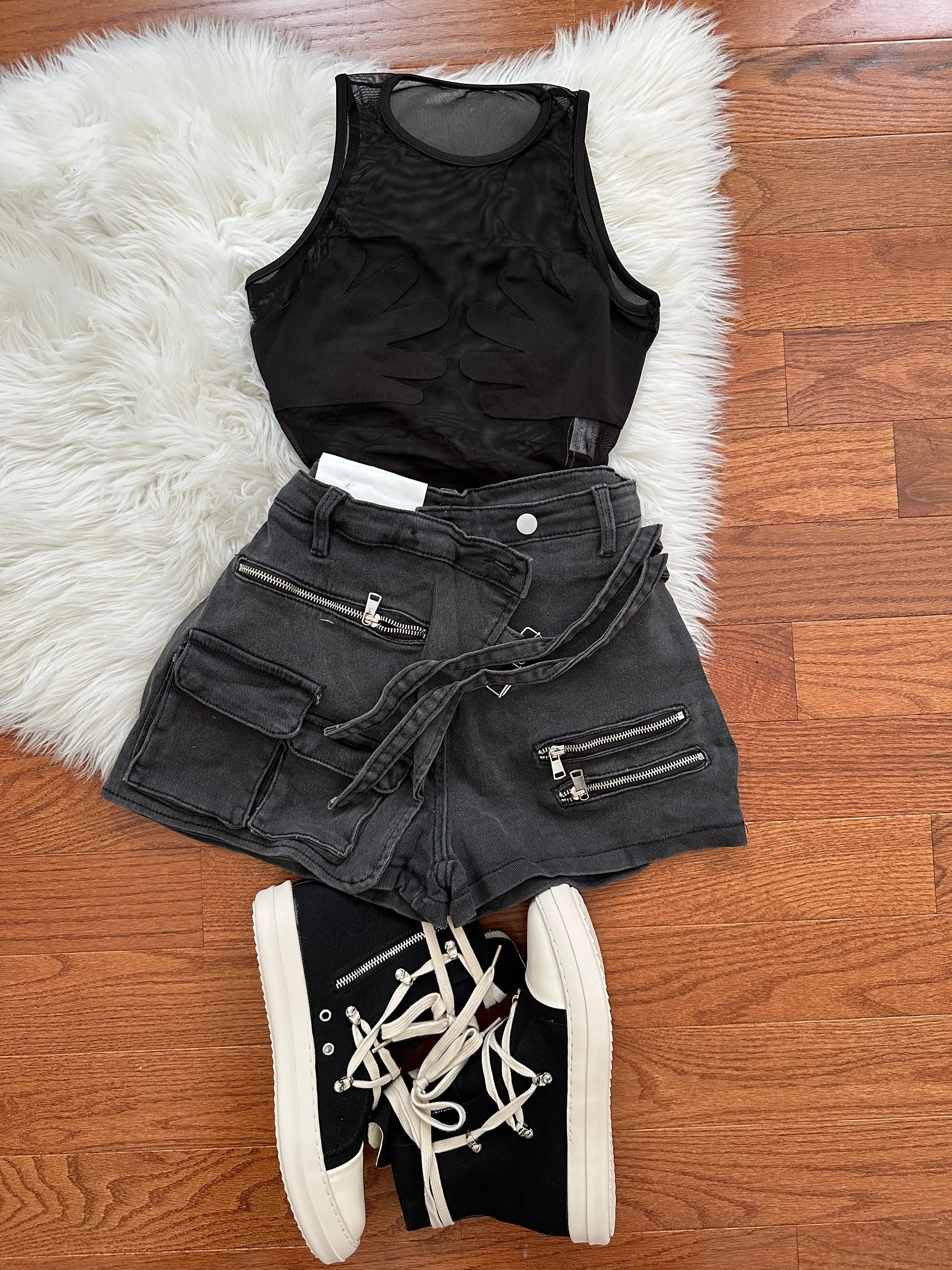 Never Tweaking Denim Cargo Shorts