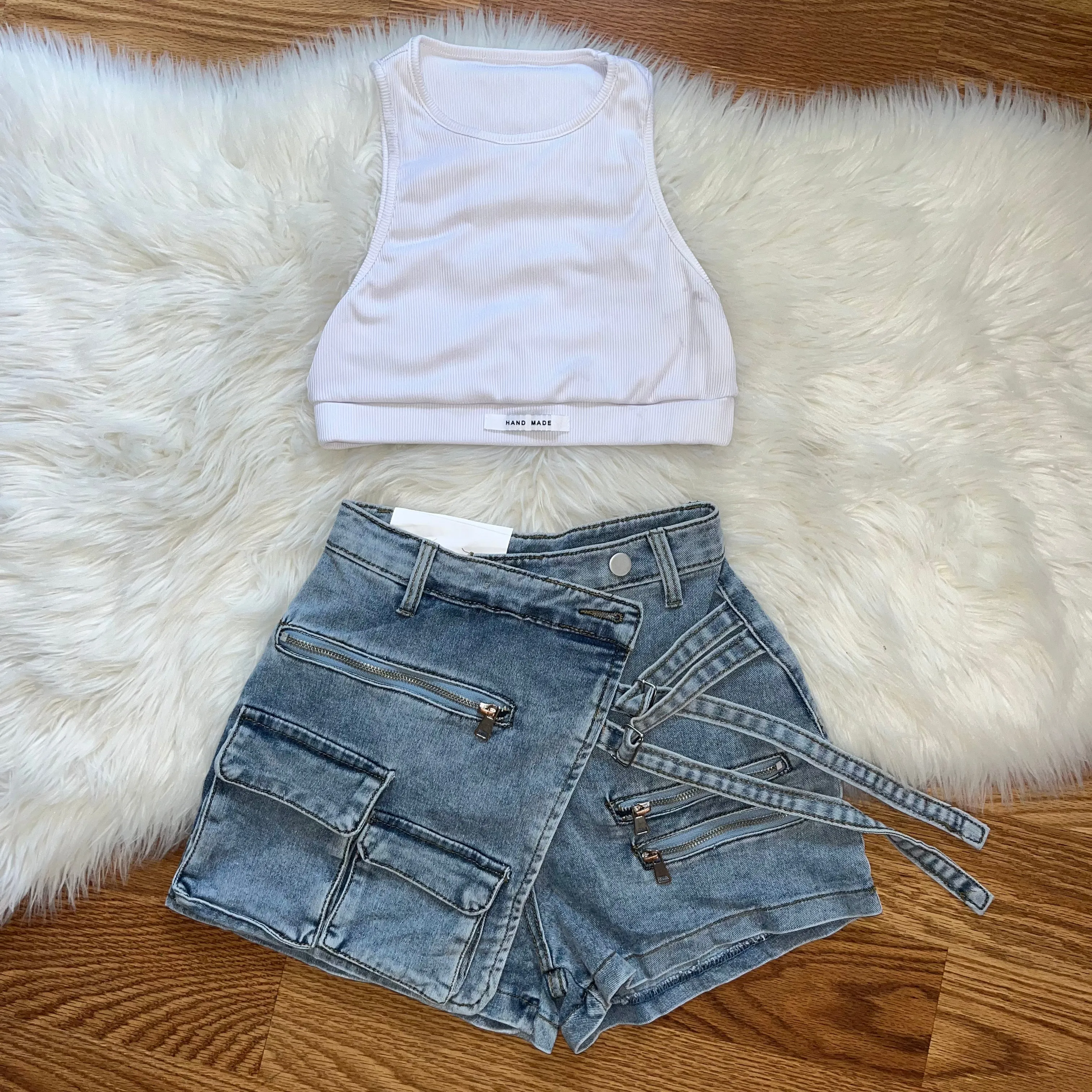 Never Tweaking Denim Cargo Shorts