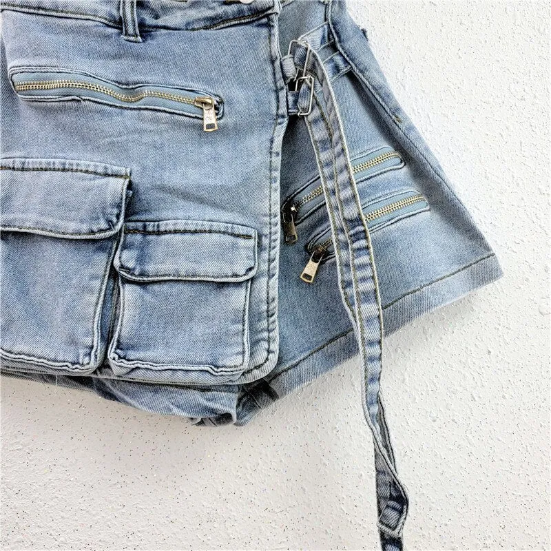 Never Tweaking Denim Cargo Shorts