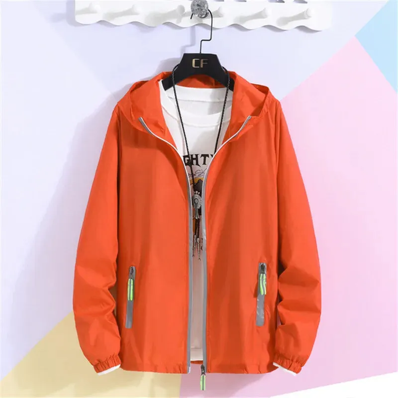 New Women's Thin Coat Summer Sun Protection Clothing  Zipper Hooded Casual Jacket  Plus Size 7XL