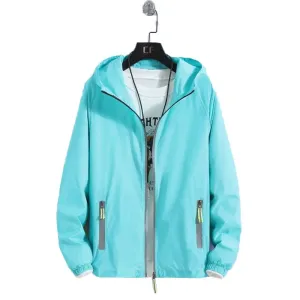 New Women's Thin Coat Summer Sun Protection Clothing  Zipper Hooded Casual Jacket  Plus Size 7XL