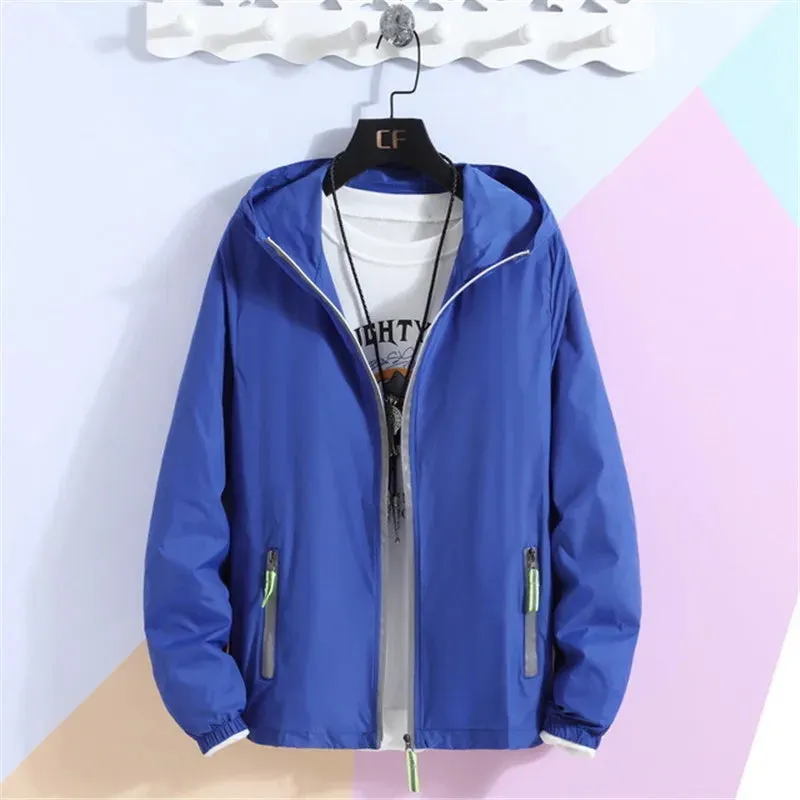 New Women's Thin Coat Summer Sun Protection Clothing  Zipper Hooded Casual Jacket  Plus Size 7XL