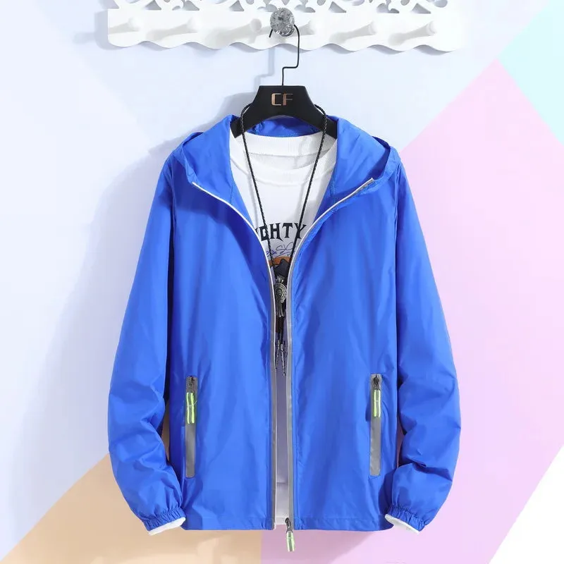 New Women's Thin Coat Summer Sun Protection Clothing  Zipper Hooded Casual Jacket  Plus Size 7XL