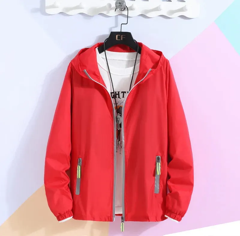New Women's Thin Coat Summer Sun Protection Clothing  Zipper Hooded Casual Jacket  Plus Size 7XL