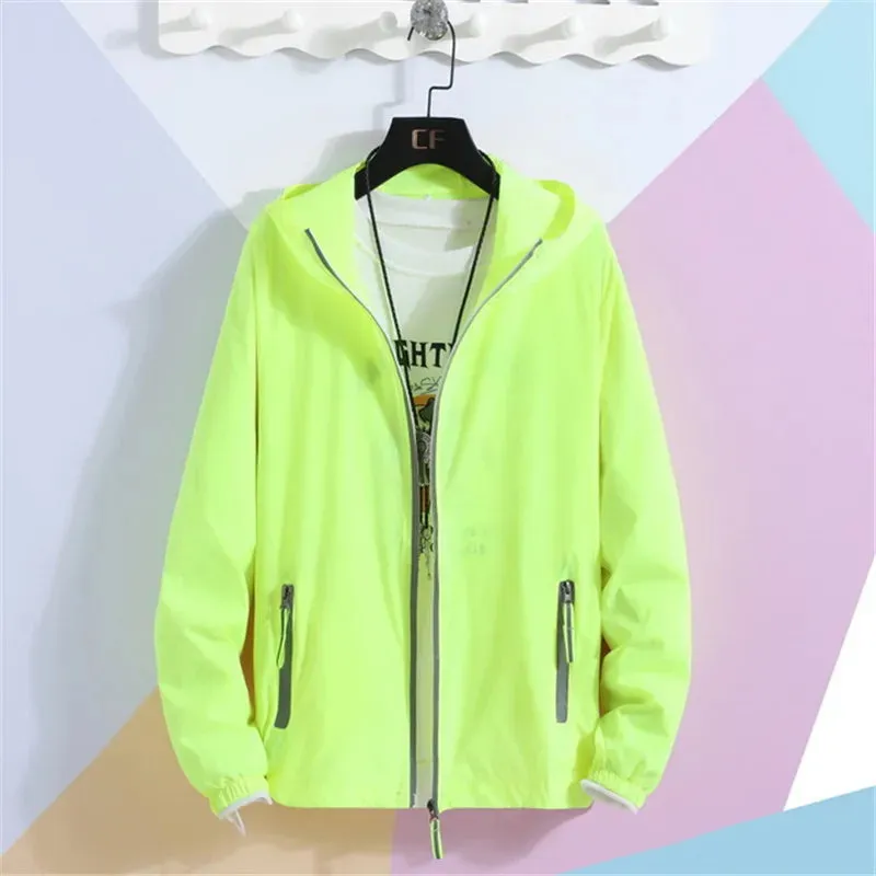 New Women's Thin Coat Summer Sun Protection Clothing  Zipper Hooded Casual Jacket  Plus Size 7XL