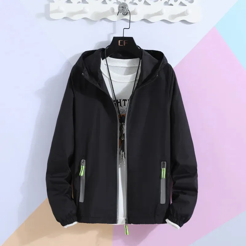 New Women's Thin Coat Summer Sun Protection Clothing  Zipper Hooded Casual Jacket  Plus Size 7XL