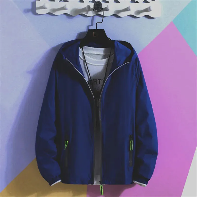 New Women's Thin Coat Summer Sun Protection Clothing  Zipper Hooded Casual Jacket  Plus Size 7XL