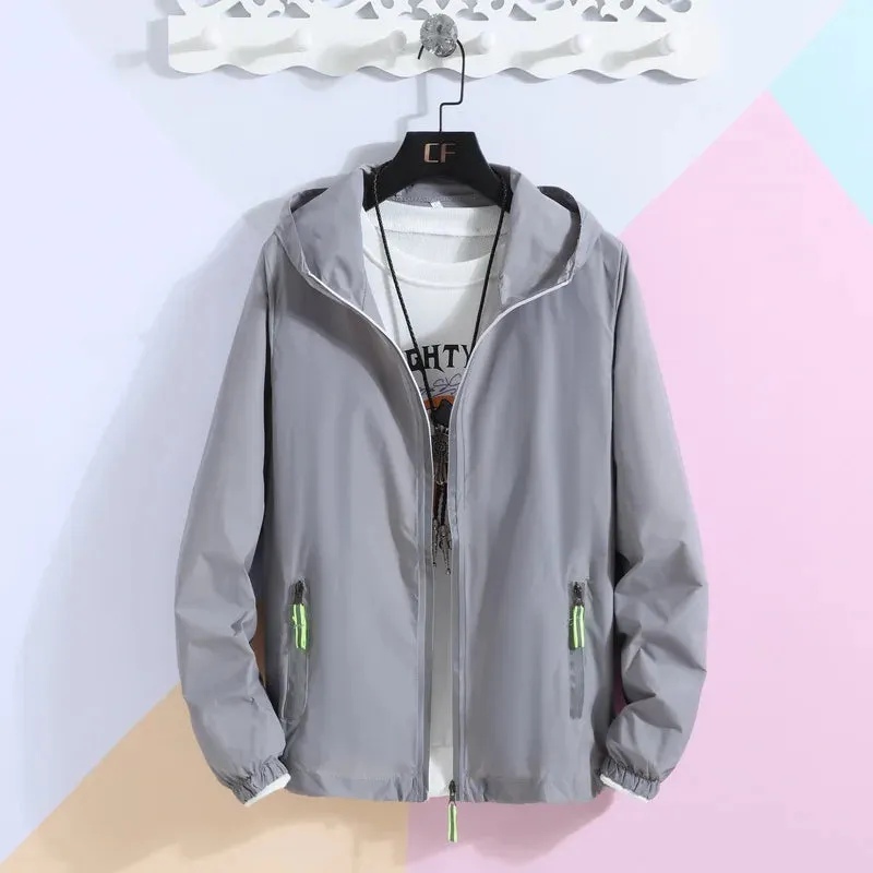 New Women's Thin Coat Summer Sun Protection Clothing  Zipper Hooded Casual Jacket  Plus Size 7XL