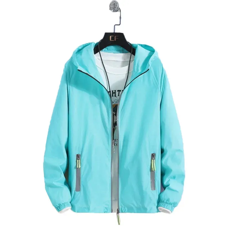 New Women's Thin Coat Summer Sun Protection Clothing  Zipper Hooded Casual Jacket  Plus Size 7XL