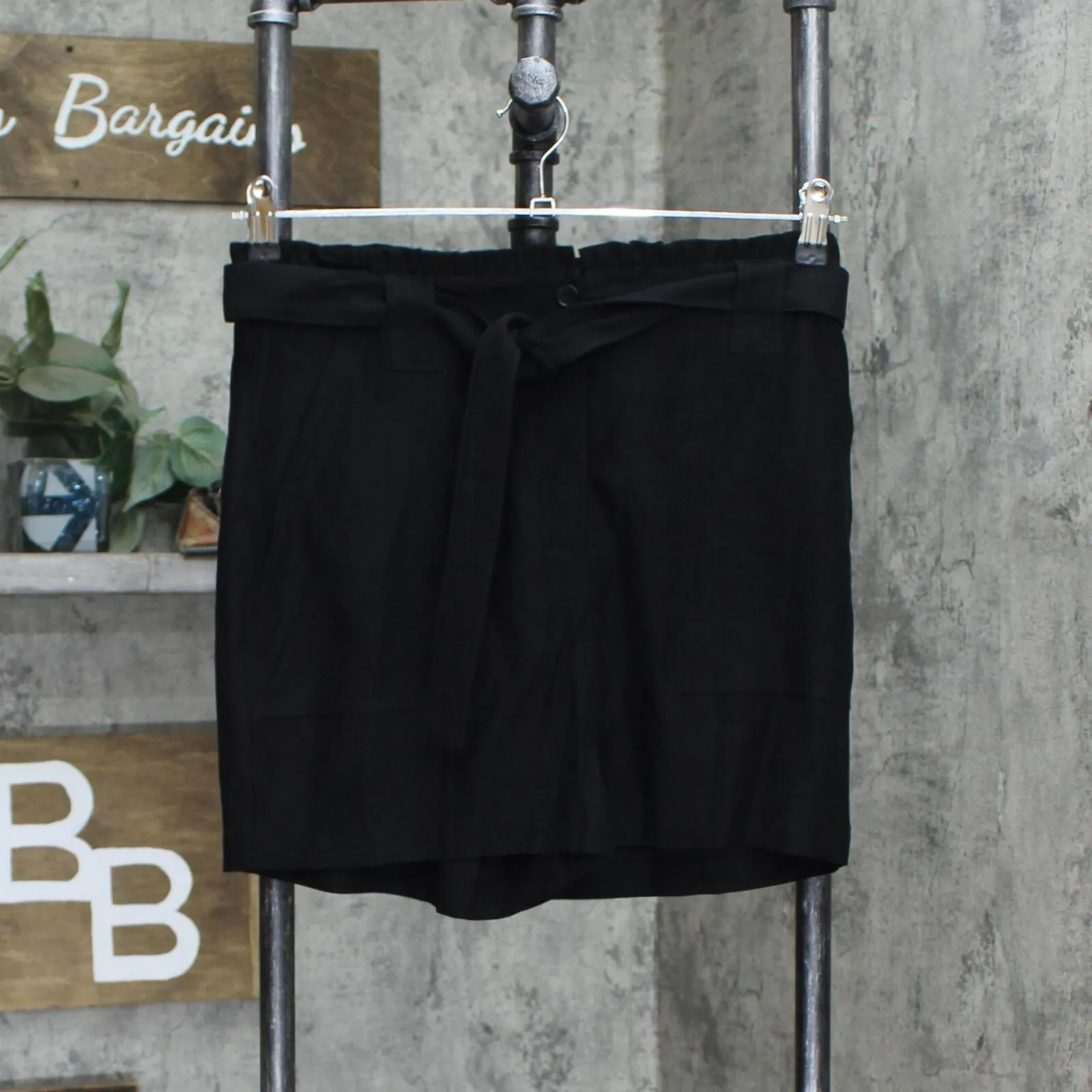 Nine West Womens Belted Paperbag Shorts 165fce65e636d5 Black M