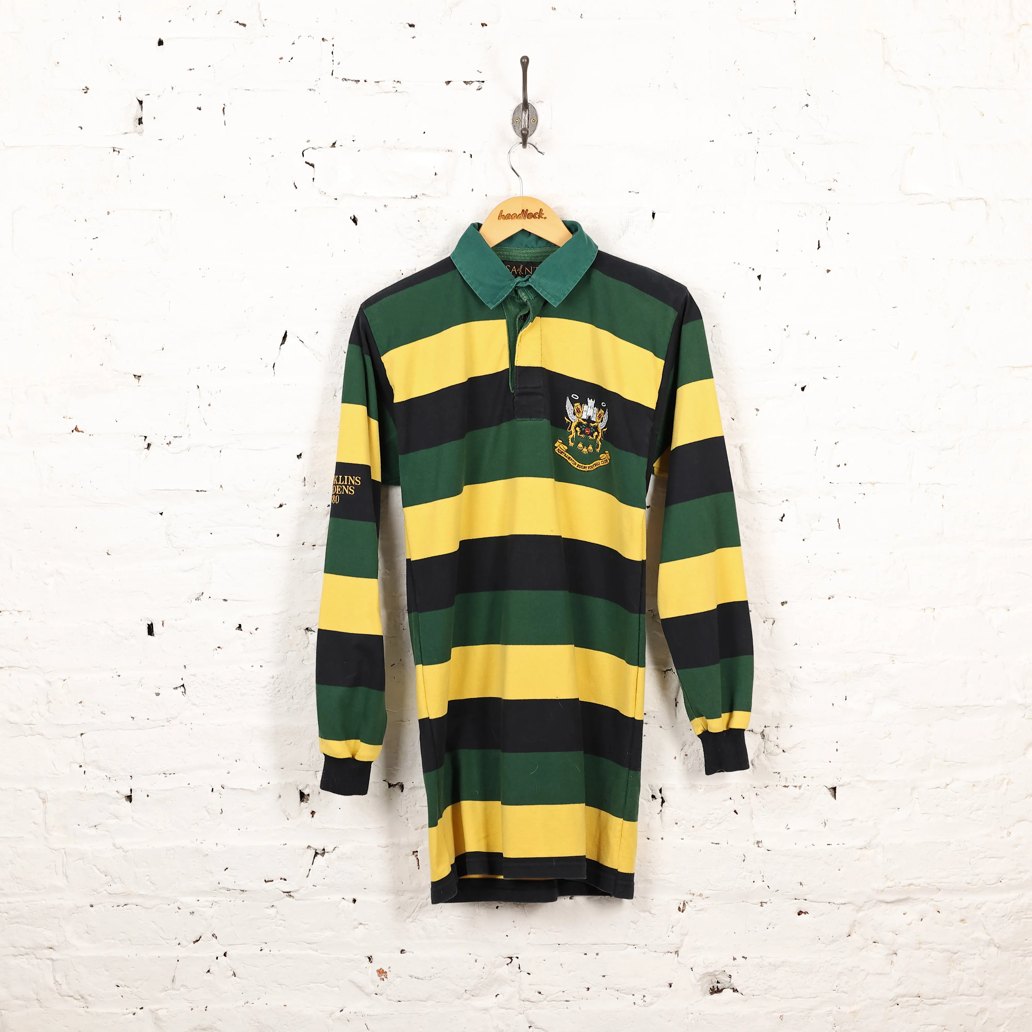 Northampton Striped Rugby Shirt - Green/Yellow - M