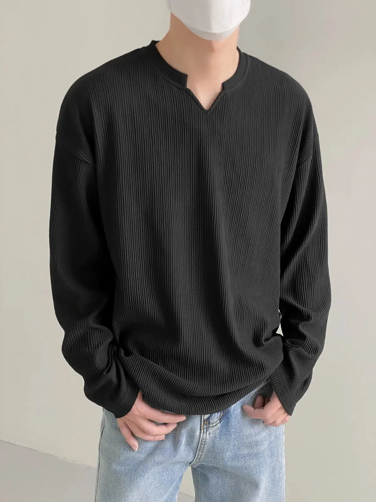 Notched Pit Striped Bottoming Shirt