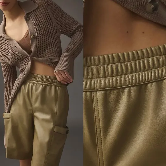 NWT Anthropologie x Avec Les Filles Olive Utility Side-Slant Pockets Shorts L
