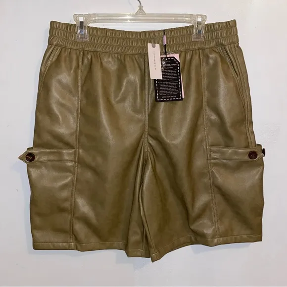 NWT Anthropologie x Avec Les Filles Olive Utility Side-Slant Pockets Shorts L