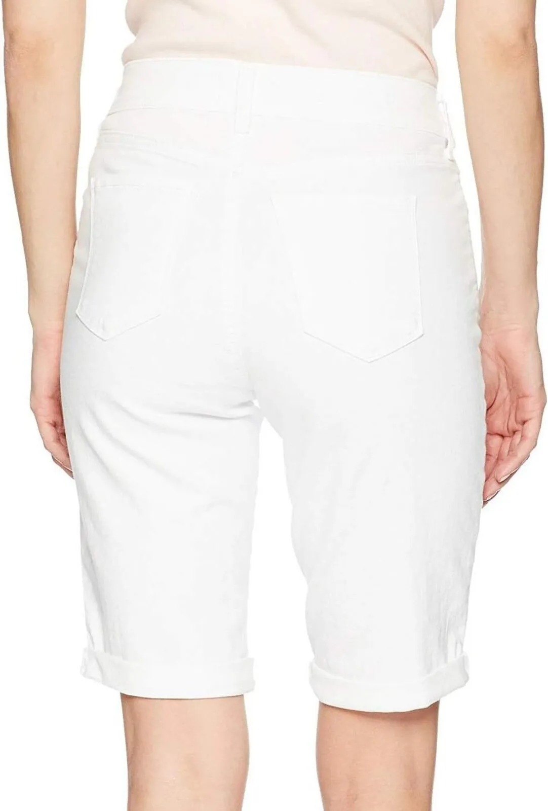 NYDJ Briella Roll Cuff Jean Long Slimming Denim Shorts MCFO2258 Optic White 10