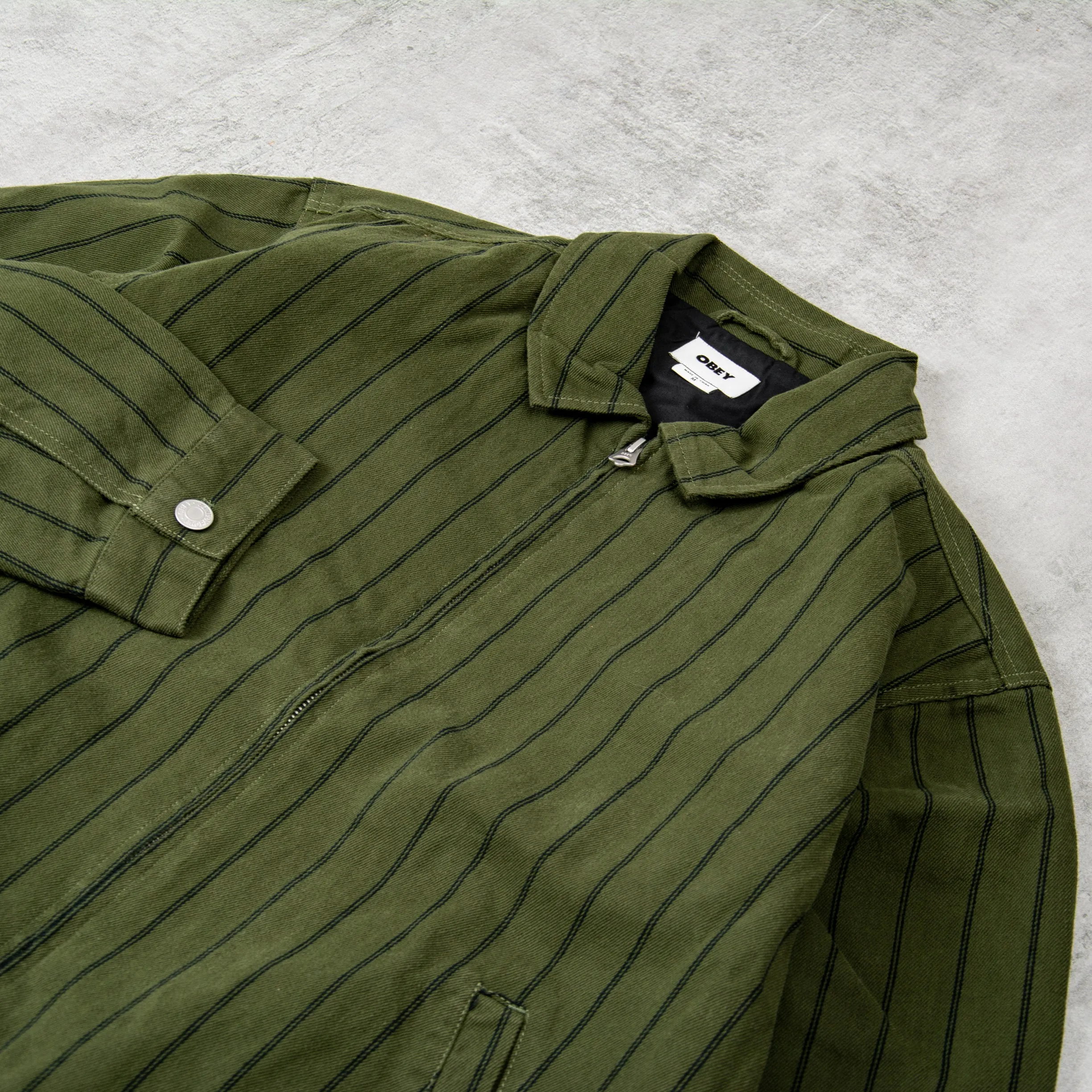 Obey Stripe Zip Up Jacket - Duffle Bag Multi