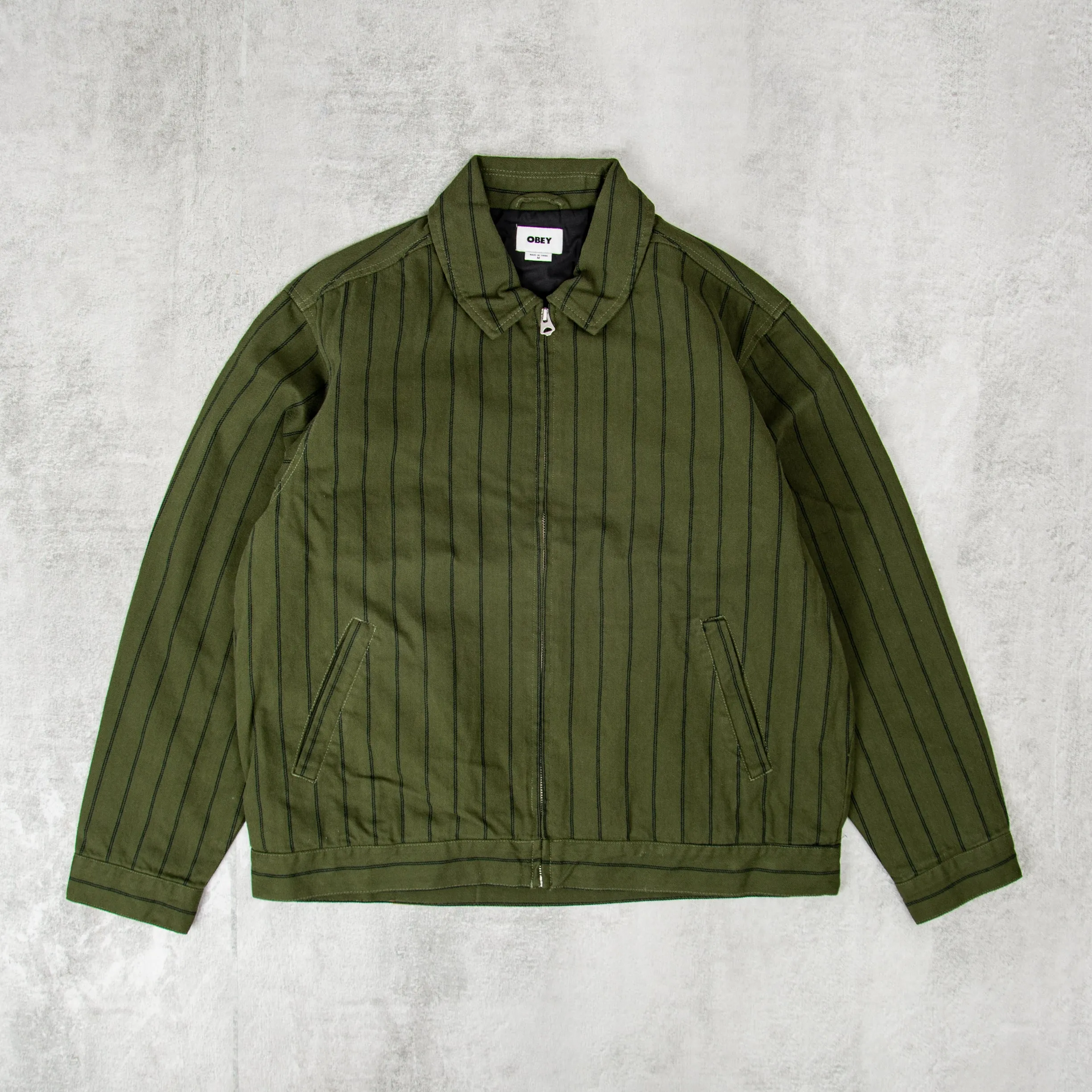 Obey Stripe Zip Up Jacket - Duffle Bag Multi