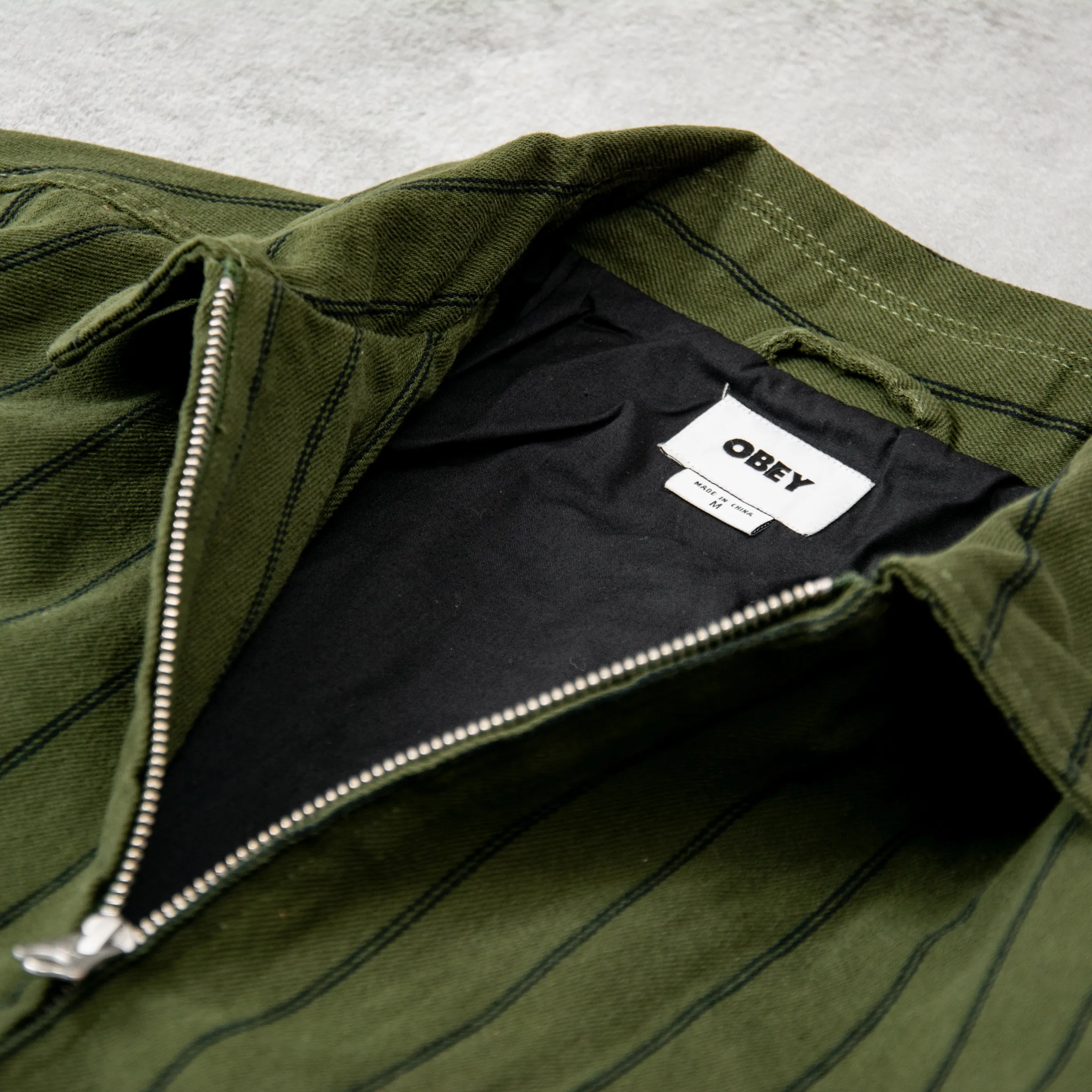 Obey Stripe Zip Up Jacket - Duffle Bag Multi