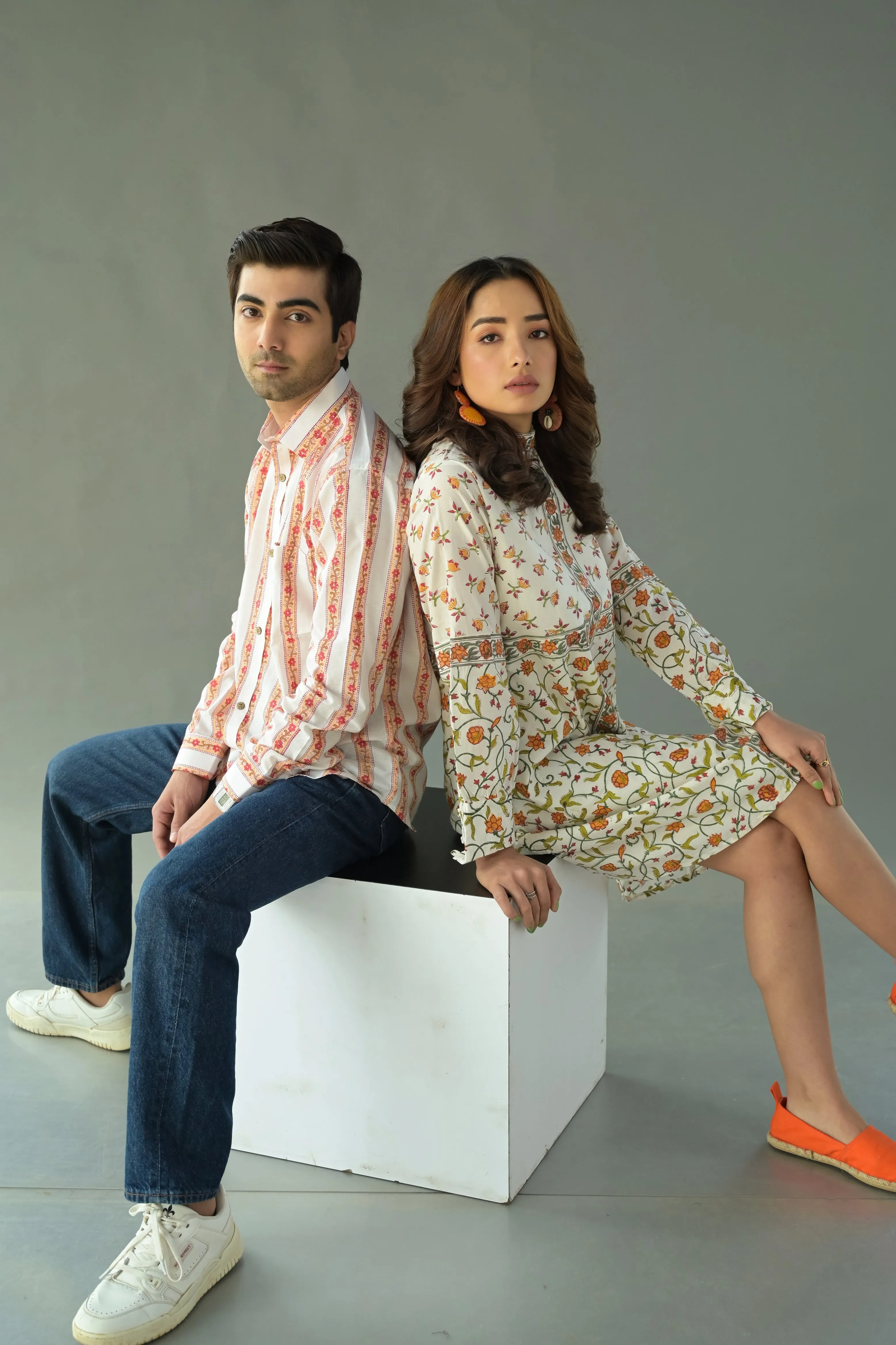 Orange Striped Cotton Shirt