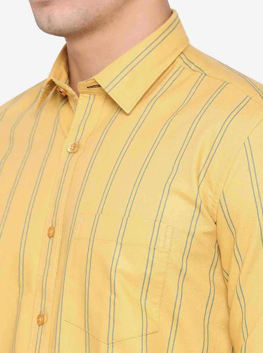 Orange Striped Slim Fit Casual Shirt | JadeBlue