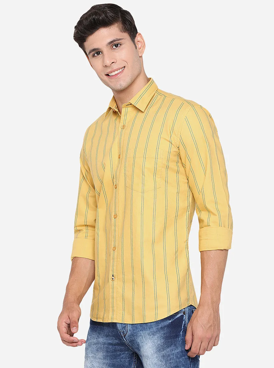 Orange Striped Slim Fit Casual Shirt | JadeBlue
